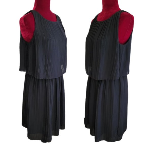 J. Jill Woman's Layered Pleated Knee Length Sleeveless Black Dress SP NEW $129 - Picture 6 of 14